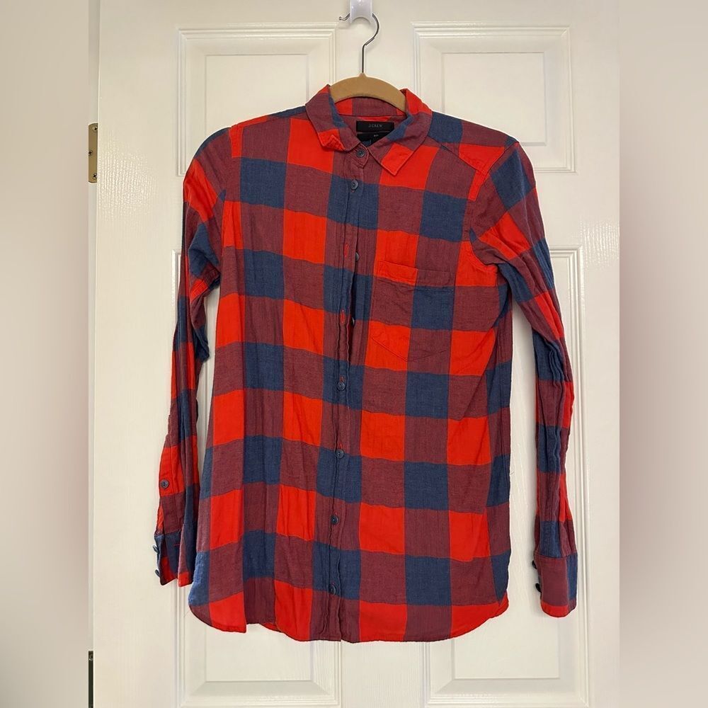 J.Crew Orange & Blue Buffalo Check Button-down Shirt